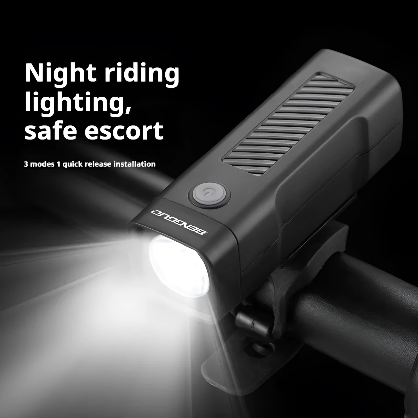 Bicycle headlight with USB charging port and quick-release bracket for handlebar mounting