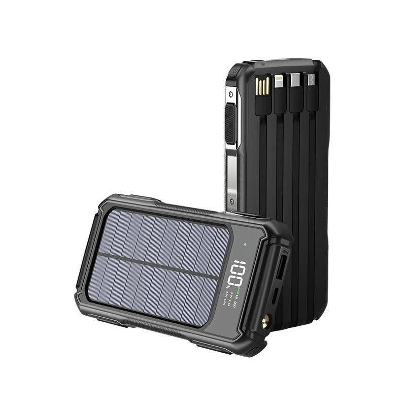 Military grade mobile power bank in black, green, or orange colours showing compact 149mm size