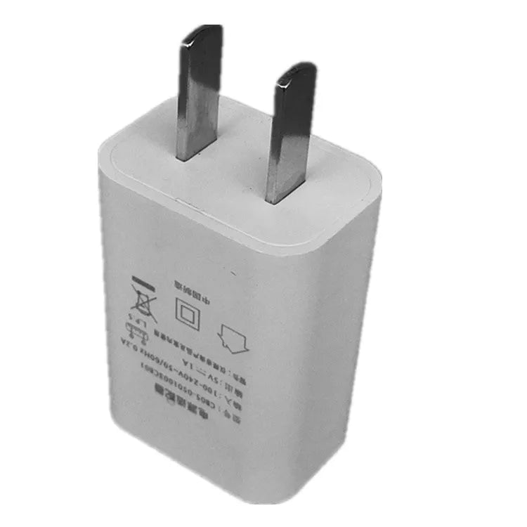 Thin 5V 1A USB wall charger with CE and FCC certification marks