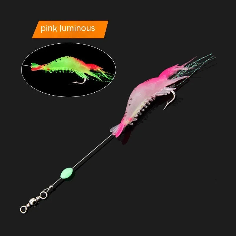 Luer soft fishing lure with hook in six colour variations including luminous options