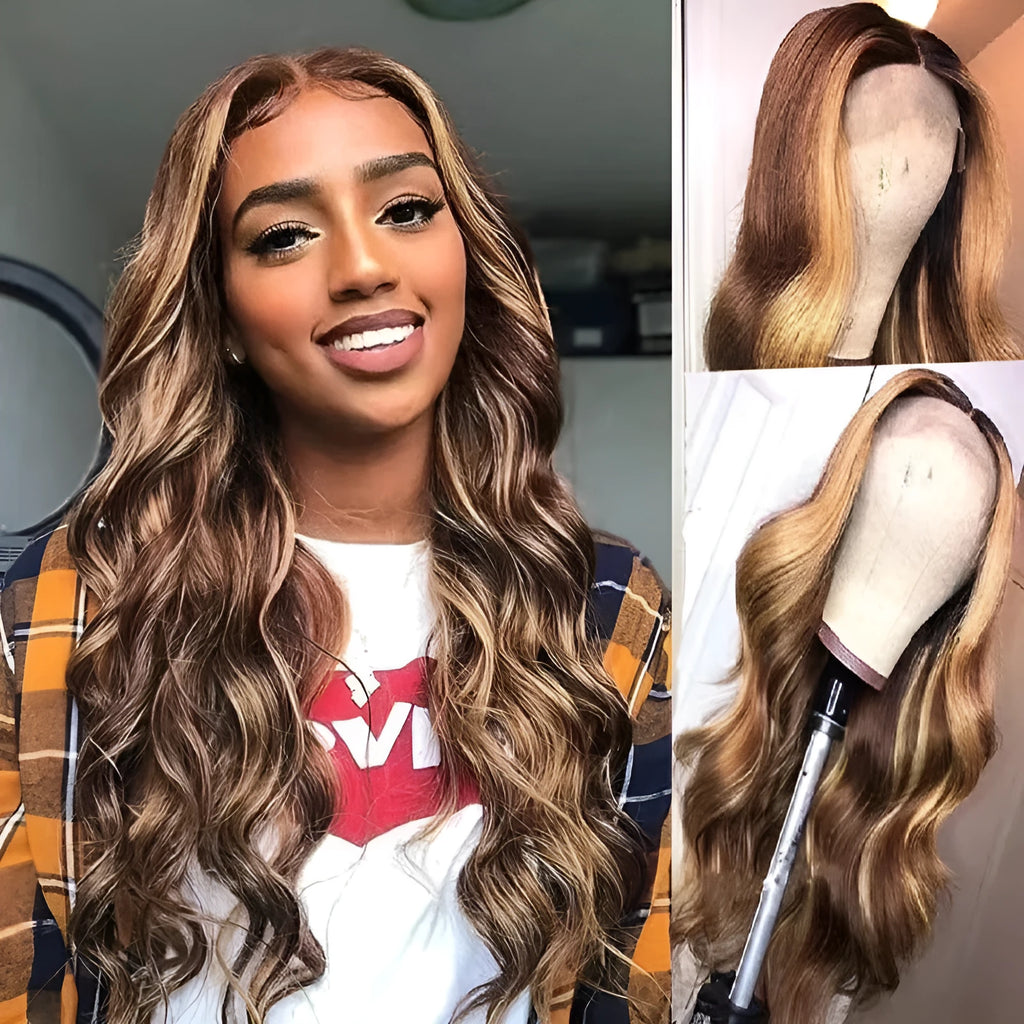 Front lace synthetic big wave wig in African black gradient colour with side bangs styling