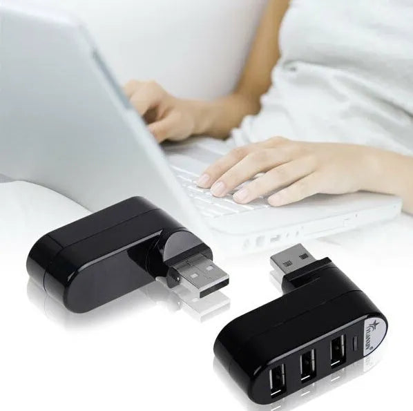 USB 2.0 hub splitter with four ports in black aluminium housing beside white version