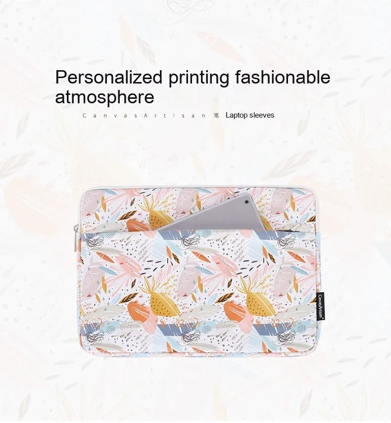 White waterproof PU leather laptop inner sleeve for 14-inch computers.