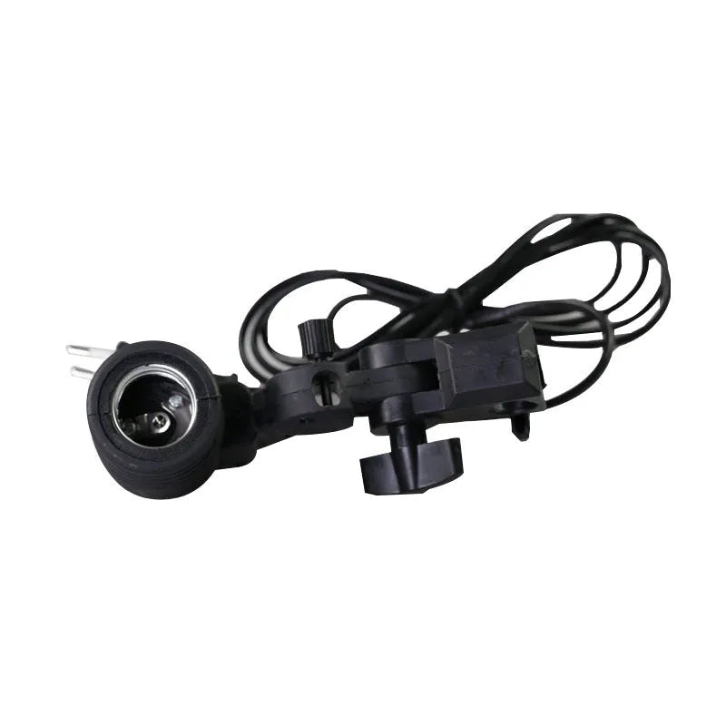 Black nylon universal E27 lamp holder with two 1.8m power cords and rear switch for photography use