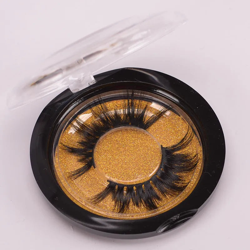 Handmade 5D mink false eyelashes set with storage cap and double-headed application brush