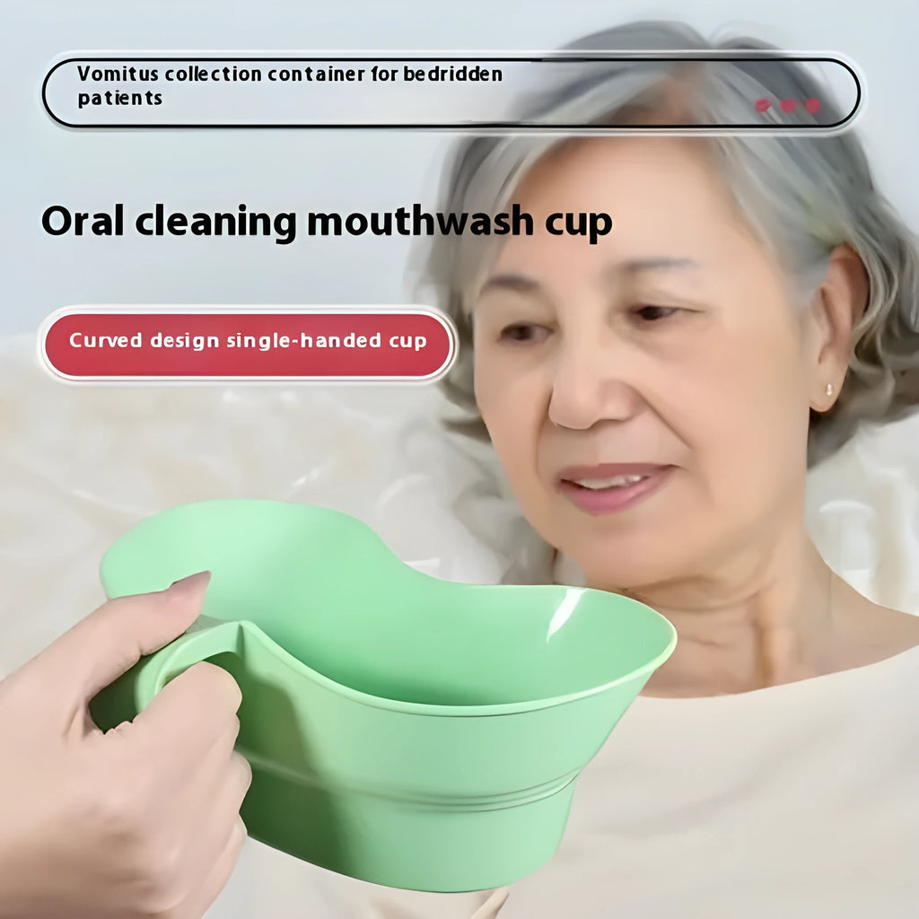 Green plastic mouthwash cup for bedridden patient oral care with 300ml capacity