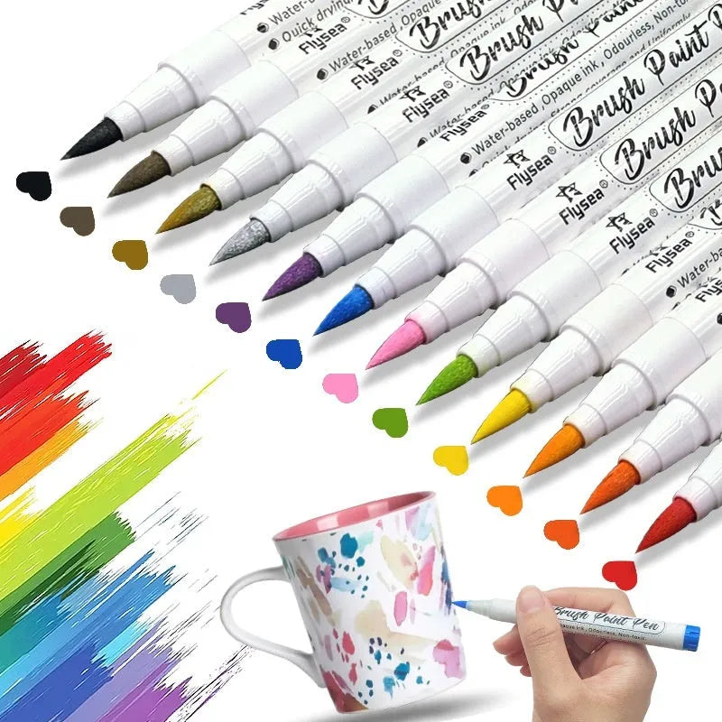 Set of gouache paint markers with soft flexible nibs for hand lettering and art projects