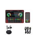 G4 professional live broadcast sound card set with LCD screen, microphone, audio cables, and remote control.