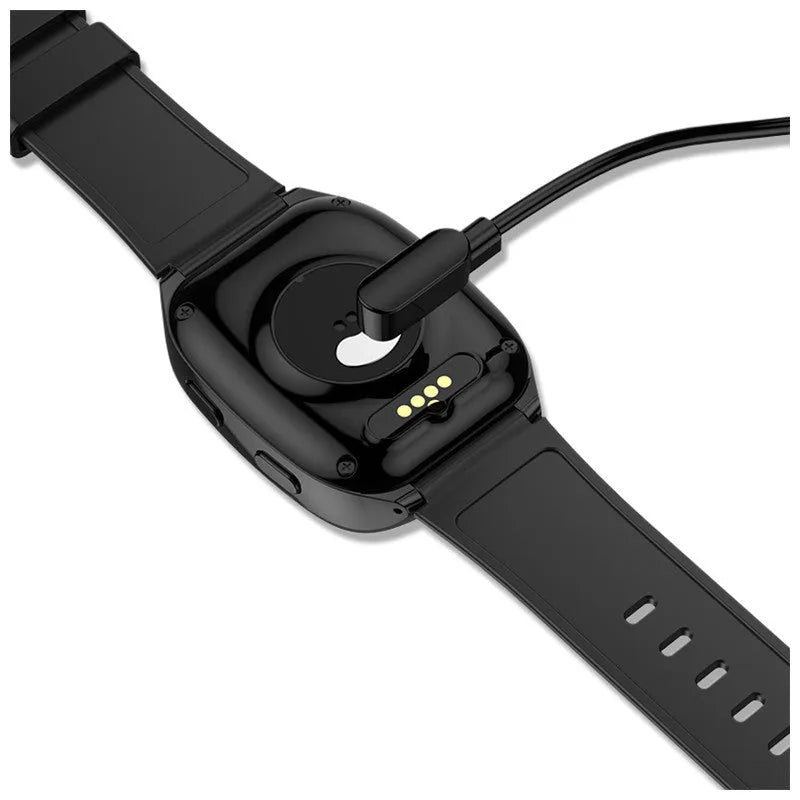 GPS location tracker phone watch with 1.54-inch touch screen, black, English version, showing front face and band