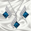 Women's electroplated alloy necklace and earrings set with glass pendant in European American style