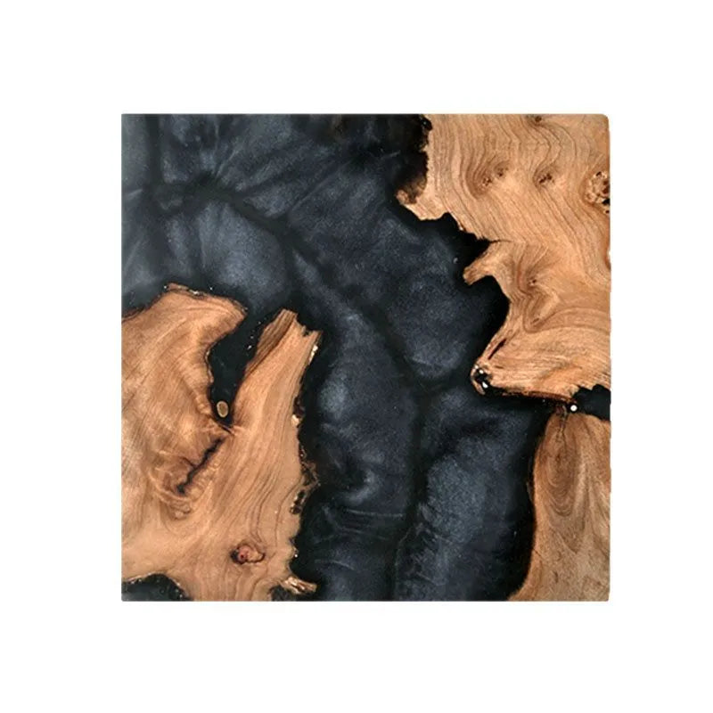Solid hardwood kung fu tea coaster with heat insulation resin splicing in round tumour green colour