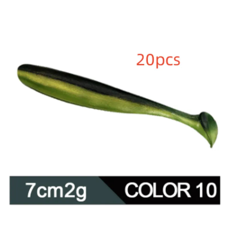 Soft plastic fishing lure for mandarin fish and topmouth culter with T-tail design