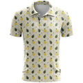 Loose fit short sleeve sports top with a printed design on bird eye cloth fabric, shown in one of multiple available colours.