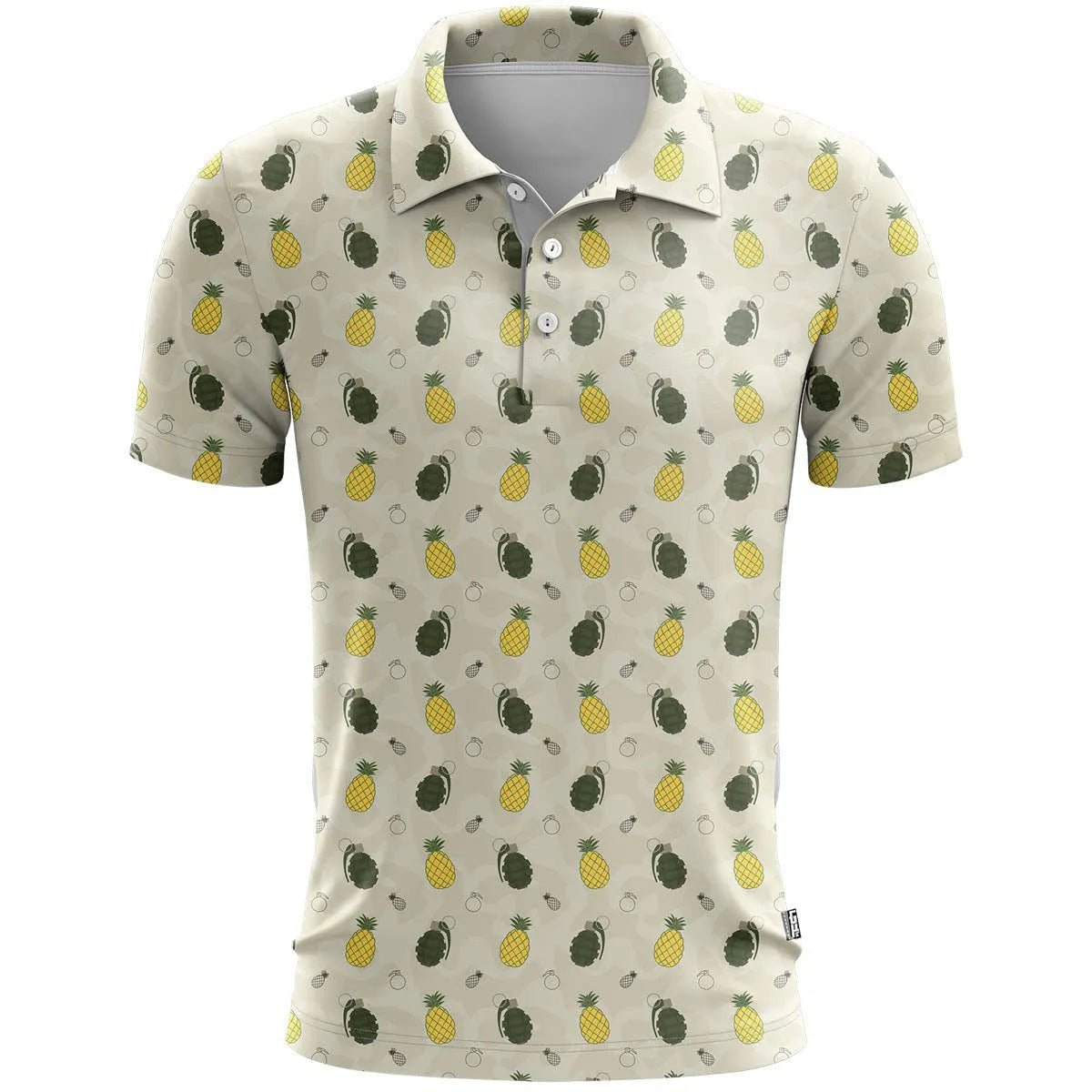 Loose fit short sleeve sports top with a printed design on bird eye cloth fabric, shown in one of multiple available colours.