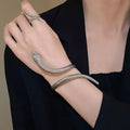 Exaggerated twisted winding snake design ring and bracelet jewellery set in gold or silver electroplated finish