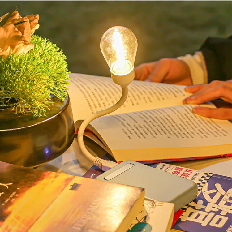 USB rechargeable folding tungsten night light with S14 style bulb in warm white colour