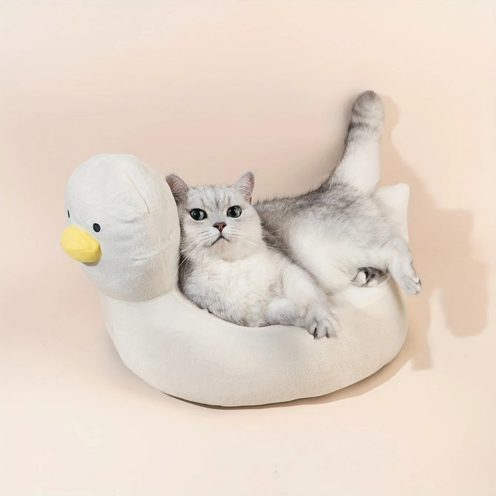 Duck-shaped pet bed sofa in blue or white colour for small dogs and cats