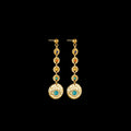 Three pairs of geometric stainless steel earrings on display: Eight Awn Star, Eye, and Shell Sun designs.