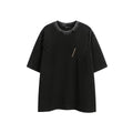 Retro style short-sleeved cotton T-shirt with embroidered details in loose fit