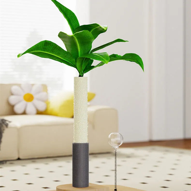 Wooden cat scratching post in canna colour with vertical durable design