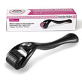 Black derma roller with 540 titanium micro-needles for face, hair, beard and scalp care