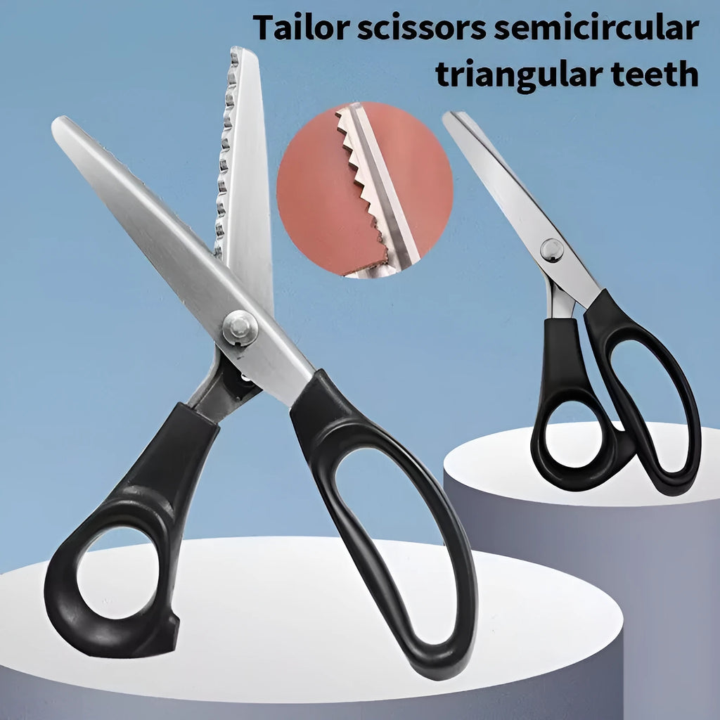 Stainless steel wave tooth saw scissors for fabric cutting in household sewing use