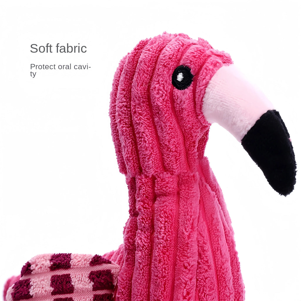 Pink corduroy animal-shaped squeaky plush toy for dogs
