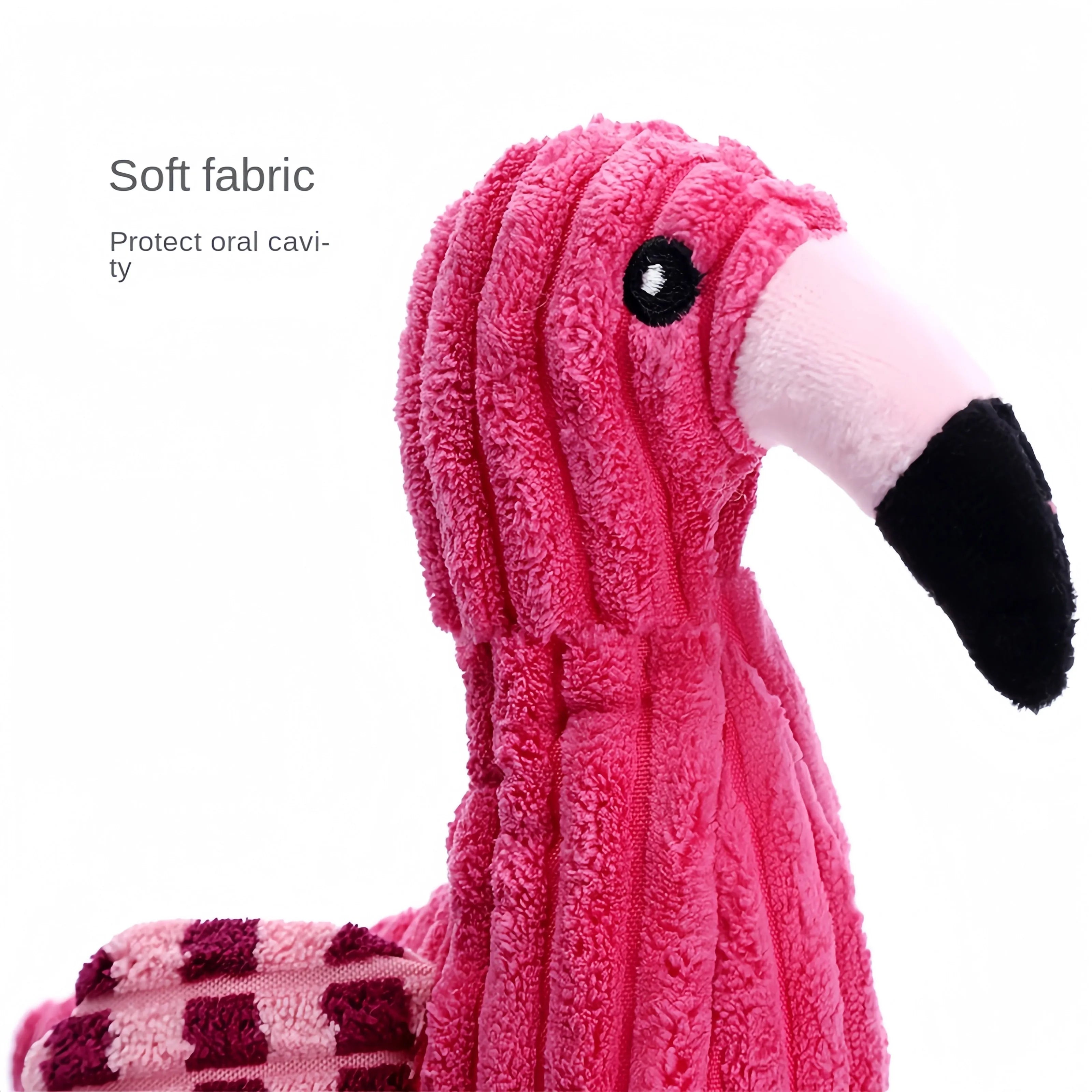 Pink corduroy animal-shaped squeaky plush toy for dogs