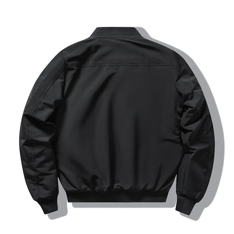 Men's slim-fit stand collar motorcycle coat in retro embroidery style with patch pockets