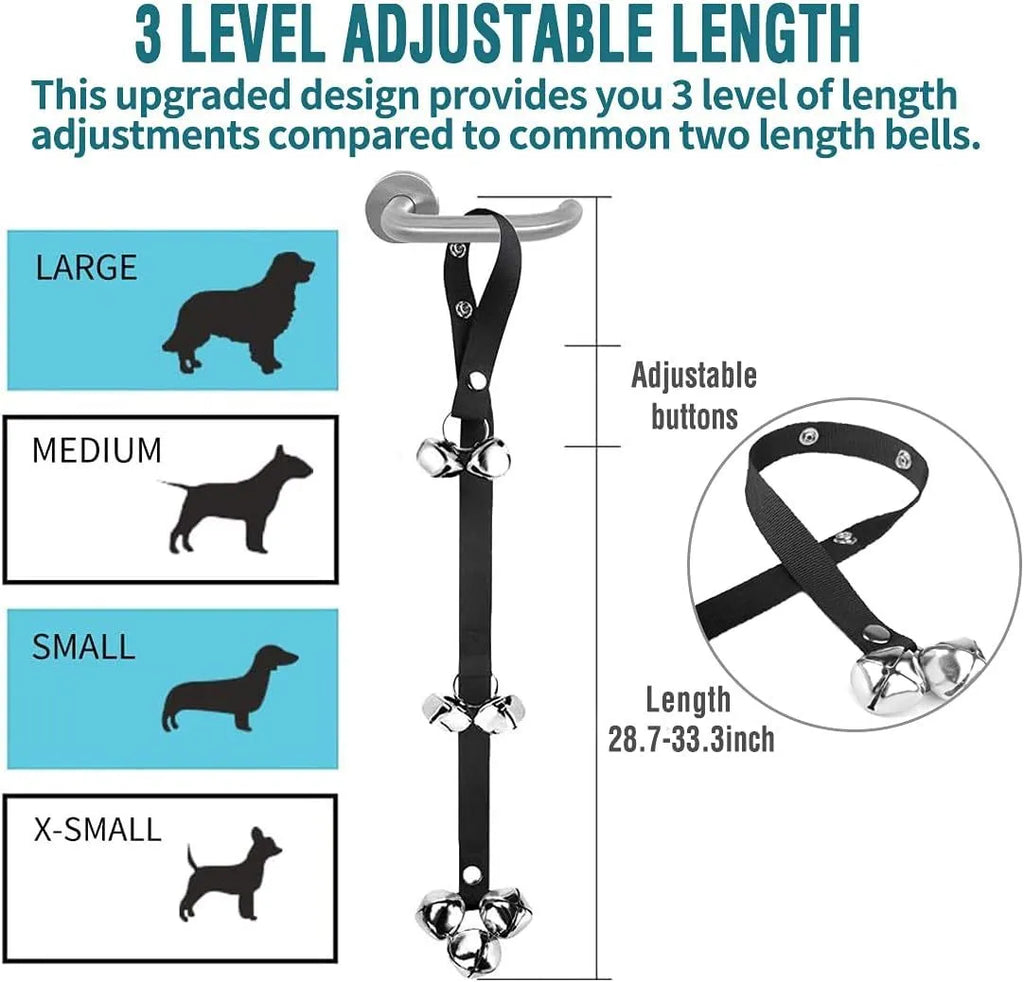 Dog doorbell set with 7 metal bells and adjustable nylon leash for training puppies