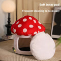 Semi-enclosed flannel cat bed mushroom design red umbrella finish for small cats indoor use