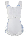 Women's backless one-piece swimsuit in solid Milky White colour with sleeveless design