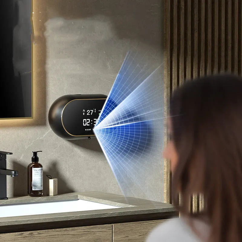 Automatic wall-mounted foam soap dispenser in white with USB cable, 500ml capacity