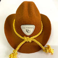 British cowboy hat for cats and small dogs in non woven fabric with velvet belt trim