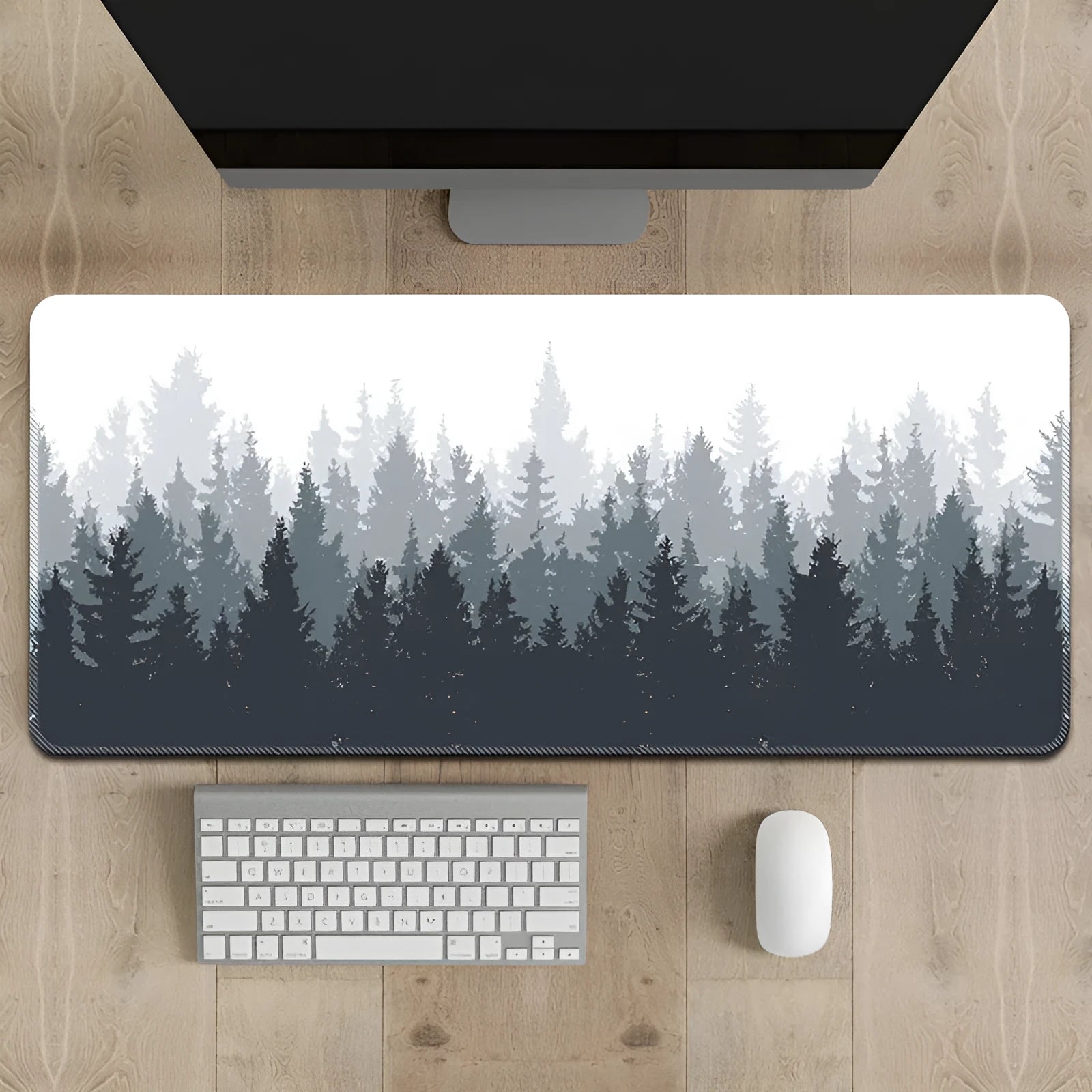 Chinese ink painting landscape mouse pad on wooden desktop with natural rubber non-slip base