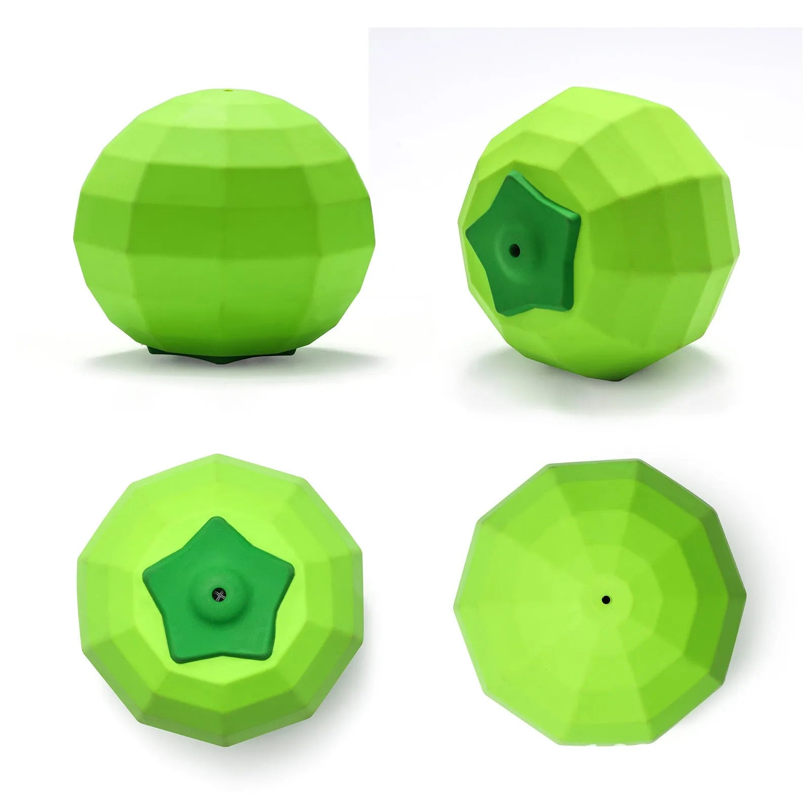 Green natural rubber dog ball chew toy for large breed dogs with squeaker