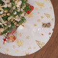 Plush Christmas tree style rug mat on floor in one of four available sizes.