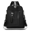 Large capacity simple commute backpack in black with three-dimensional pocket and soft PU material