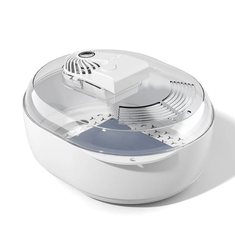 Modern aluminium food defrosting board with USB cable for kitchen counter use.