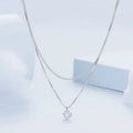 Double-layer sterling silver necklace with pearl chain for women