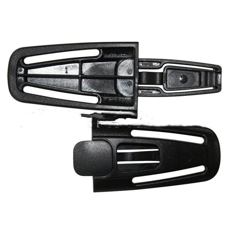 Black plastic buckle for child car seat 5-point safety harness measuring 14.5cm by 4cm