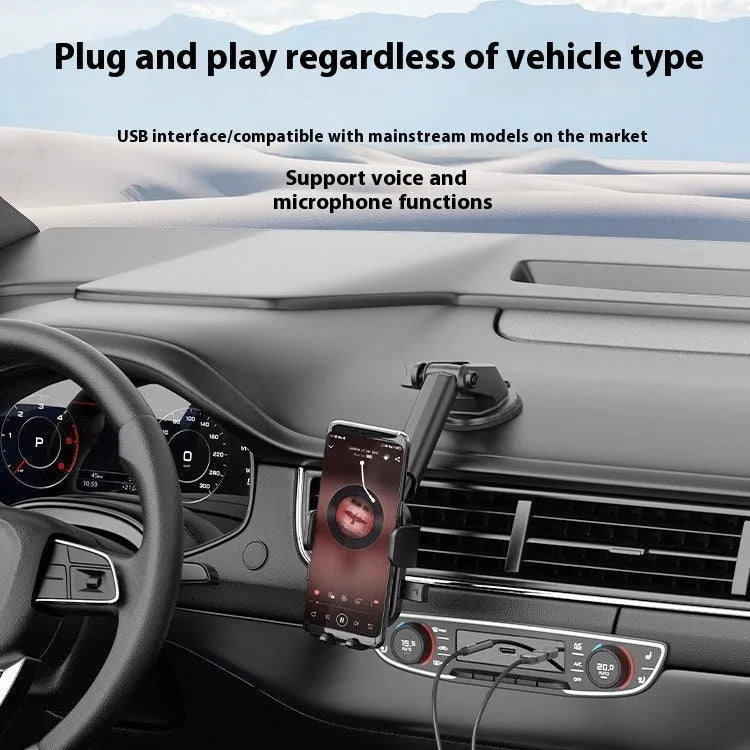 NAI model USB car Bluetooth audio receiver with black PU quilted cable, zinc alloy USB plug, and copper 3.5mm jack.