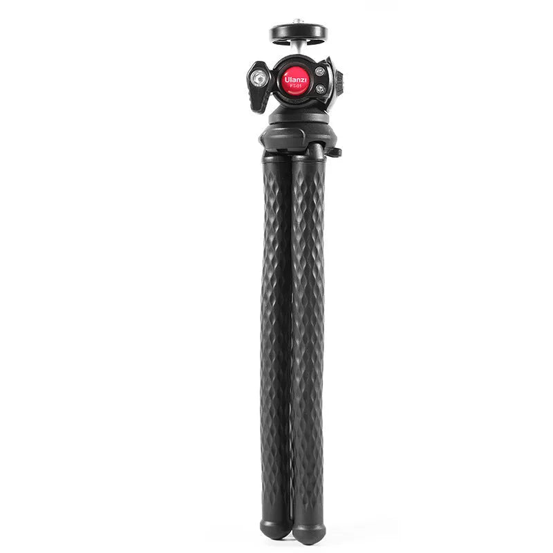 Black octopus-style flexible phone tripod with mobile clip on aluminium stand