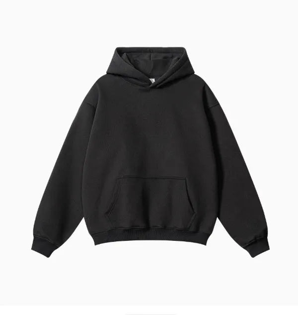 Cotton terry hooded sweater in loose fit with drop-shoulder sleeves