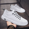 Men's white casual summer shoes with round toe and low heel design