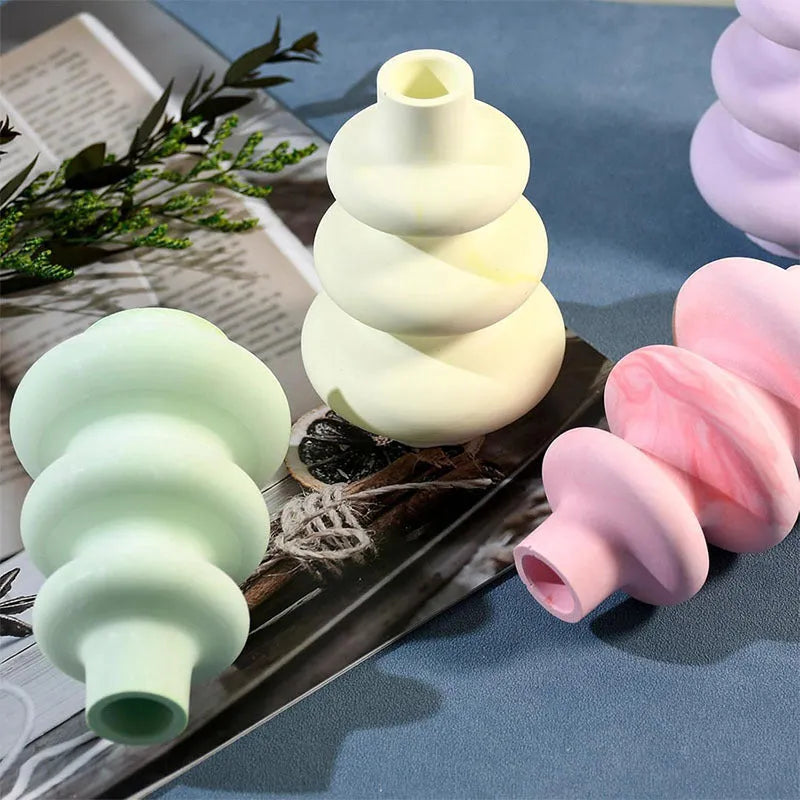 Three layer circular vase silicone baking mould in modern irregular shape