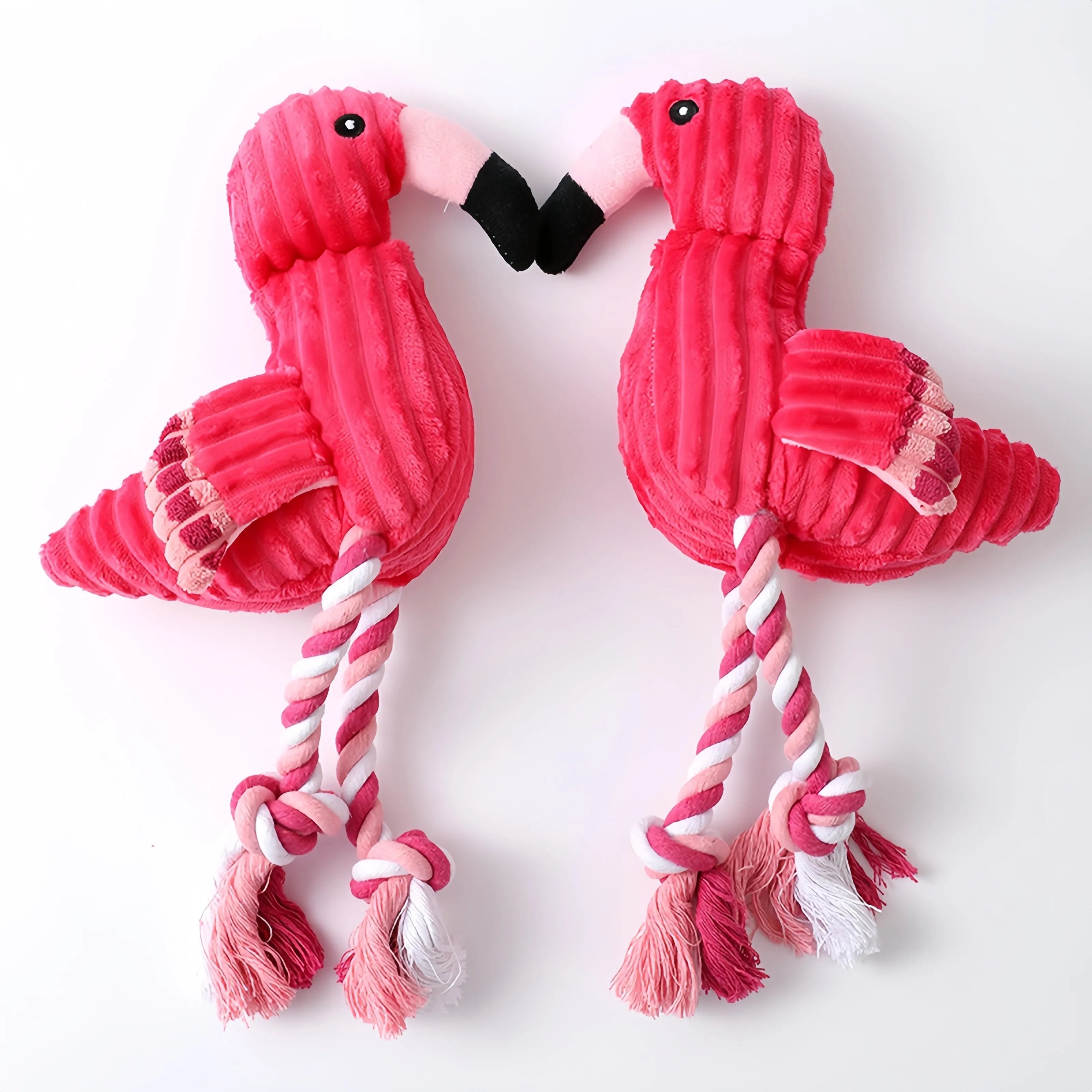 Pink corduroy animal-shaped squeaky plush toy for dogs