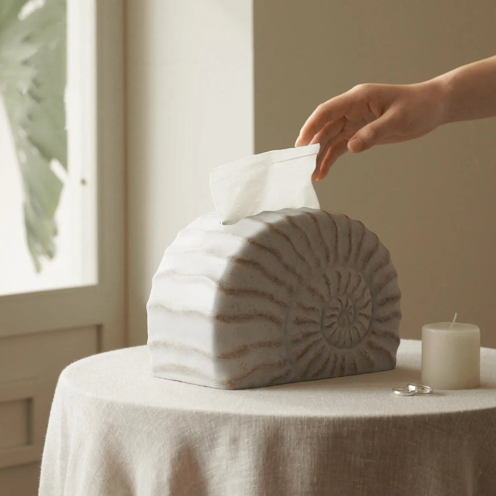 Conch ramble coloured resin tissue box decoration with modern simplicity design