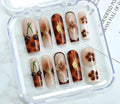 Wearable nail patches Heavy Industry Love design in jelly glue set with rubbing strip, S/M/L code, OPP bag packaging