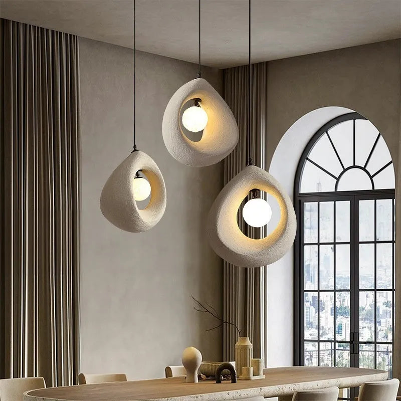 Modern retro restaurant bar chandelier with milky white 32x35cm lampshade pendant light